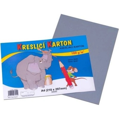 Karton barevný kreslicí A4 210 x 297 mm 50 listů/180g šedý