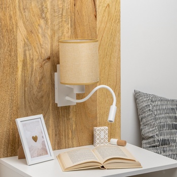 Brilagi - LED Аплик NUBILA 1xE27/25W/230V +LED/3W бял/светлокафяво (BG1559Q)