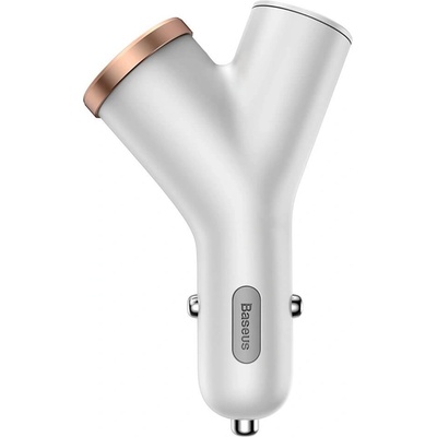 Baseus Зарядно за кола с два USB изхода и вход за запалка - Baseus Y-Type 3.4A Car Charger 2xUSB and Extended Cigarette Lighter Port (CCALL-YX02) (бял) (CCALL-YX02)