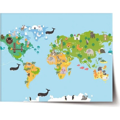 Sablio Plakát Zvířecí mapa světa - 120x80 cm Varianta: Sablio Plakát Zvířecí mapa světa - 120x80 cm
