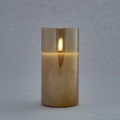 DecoLED LED sviečka v skle 7,5 x 15 cm sivá