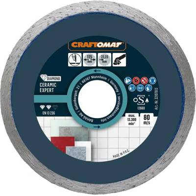 Craftomat Diamantový řezný kotouč Ceramic Expert, ø 115 × 1,6 × 22,23 mm 6680016