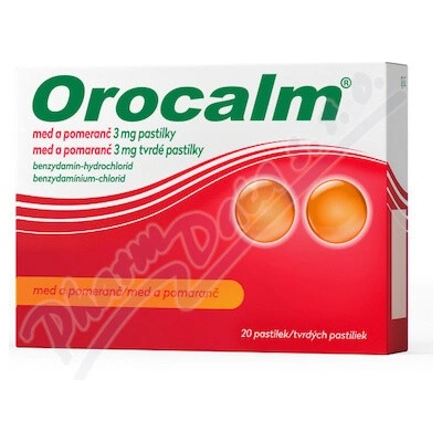 Orocalm med a pomaranč 3 mg tvrdé pastilky pas.ord. 20 x 3 mg