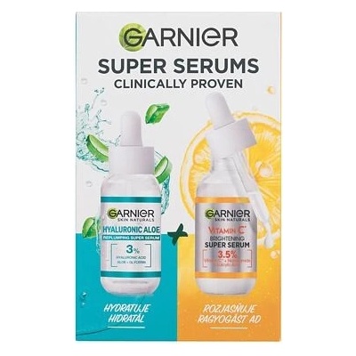 Garnier Skin Naturals Vitamin C rozjasňujúce sérum s vitamínom C 30 ml + Garnier Skin Naturals Hyaluronic Aloe upokojujúce a hydratačné sérum 30 ml darčeková sada