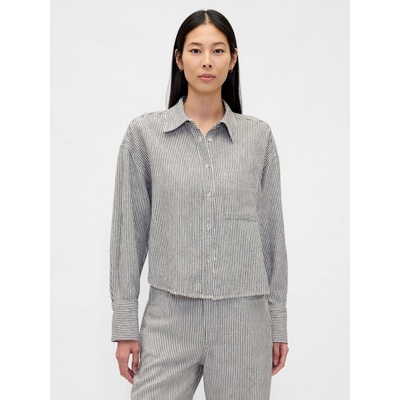 Gap Oversize košeľa zo zmesi ľanu Modrá