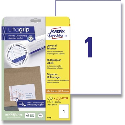 Avery Zweckform 6119 univerzální etikety 210,0 x 297,0 mm 30 etiket bílé
