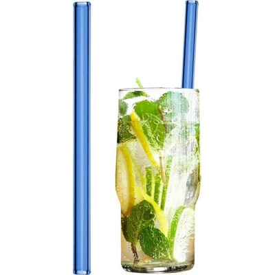 G.Gastro Skleněná brčka Rovná 200 mm Modrá Vč. 1 čisticího kartáče D9782127 50 ks