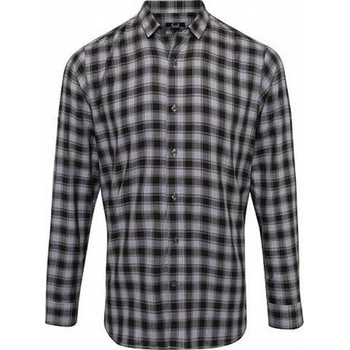 Premier Workwear pánská kostkovaná košile Mulligan s dlouhým rukávem modrá ocelová černá