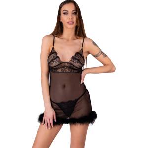 LivCo Corsetti Fashion Черна секси нощница с прашки ZerunamMODEL3432 SALE - , размер L/XL