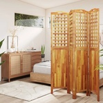 vidaXL Параван за стая, 4 панела, 162x2x180 cм, акациево дърво масив (318549)