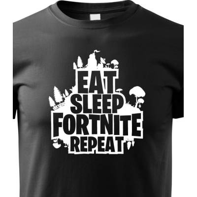 Dětské tričko Eat Sleep Fortnite Repeat Černá Canvas Dětské tričko Bezvatriko.cz 1
