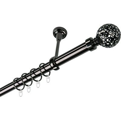 OK-GarnýžeCY Garnýž kovová jednořadá 25mm Koule retro onyx 150 cm do stropu / kroužky s háčkem