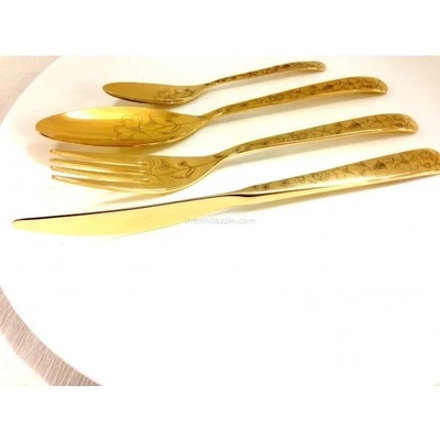 Herdmar Комплект прибори за хранене ALFA №1- 24 части -старо злато, гравиран (Herdmar 119-3024-0517-150-1817)