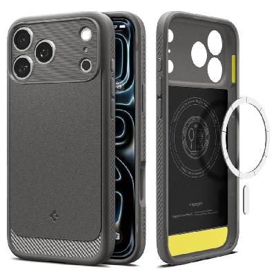 Удароустойчив кейс с MagSafe за iPhone 17 Pro Max от Spigen Rugged Armor Mag - Grey (8800283313963)