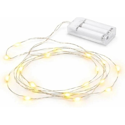 DECOLED LED světýlka na baterie kapičky 2 m, teple bílá, 20 diod, IP20 interiér, 3× AA