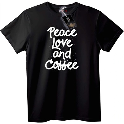 NOONEBRAND Тениска Мир, Любов и Кафе - 2XL, White