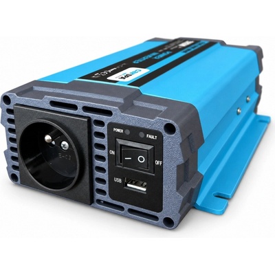 Carspa P500-12/24-25, 12 nebo 24V/230V, 500W, USB, čistá sinusovka