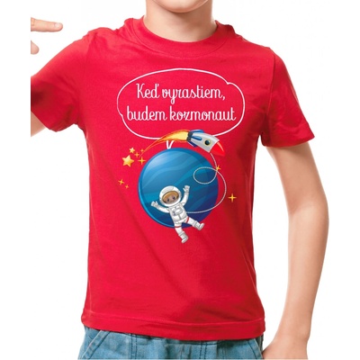Fajntričko Kids detské tričko Keď vyrastiem, budem kozmonaut červená