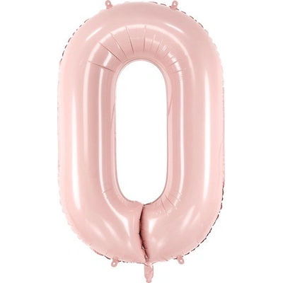 PartyDeco Fóliový balón narodeninové číslo 0 svetloružový 72 cm