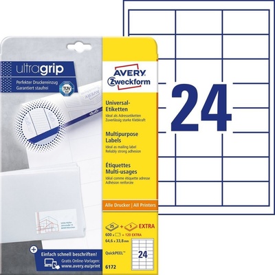 Avery Zweckform 25 listů, A4, bílé 6172