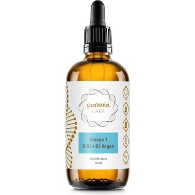 Puravia LABS Omega 3 & D3 + K2 VEGAN, 60 ml