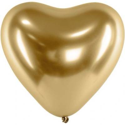 Party Deco Латексови Балони Хром, Сърце, Злато, 30см (chb2-019-50)