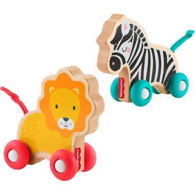 Fisher-Price postrkovací lev a zebra JFN19