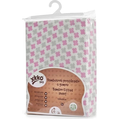 Xkko bmb Kikko Bambusové prostěradlo s gumou bílé Flowers&Birds For Girls 60x120