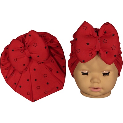 NewWorld Бебешка шапка тип тюрбан NewWorld - Червена на звездички (207957-3)
