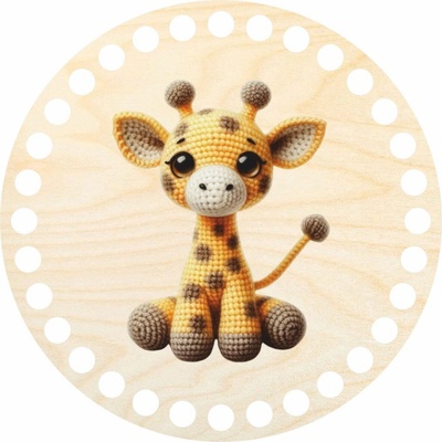 Woody Crafts Dno, víko, kruh 15 cm, Háčkovaná žirafa