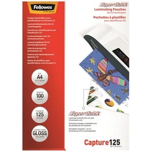 Fellowes Фолио за термоламиниране, 125 микрона, A4, SuperQuick, гланц, 100 бр. , FELLOWES 5440101 (5440101)