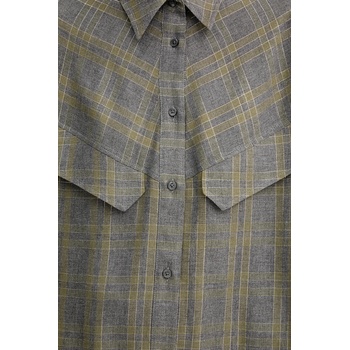 BOSS Orange Риза BOSS Orange дамска в сиво със свободна кройка с класическа яка 50548656 (50548656)