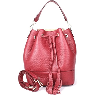 Borse In Pelle kožená střední kabelka sak do ruky či crossbody no. 01 tmavěčervená