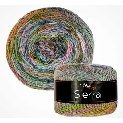 Pletací / háčkovací příze Vlna-Hep SIERRA 7208 šedo-žluto-zelená, melírovaná, efektní 150g/450m