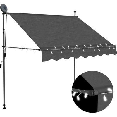 Nabytek XL Ručně zatahovací markýza s LED světlem 150 cm antracitová