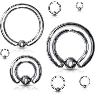 Šperky eshop piercing z oceli jednoduchý kroužek s kuličkou stříbrná S37.06 x