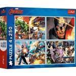 Trefl Puzzle Marvel 4 x 250 части Геройски дни (13309)