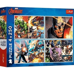 Trefl Puzzle Marvel 4 x 250 части Геройски дни (13309)