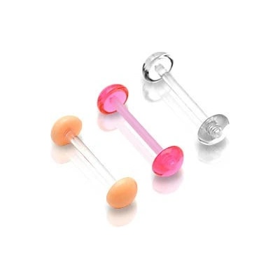 Steel Edge piercing do jazyka bioplast 48 Růžová
