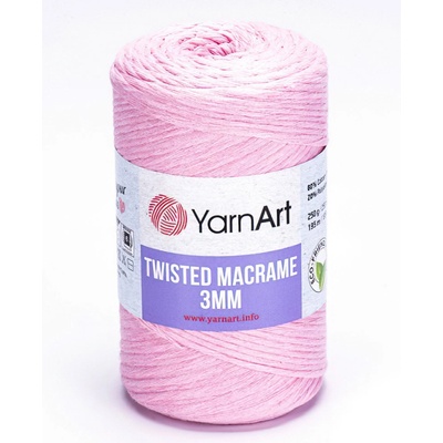 Pletací příze YarnArt TWISTED MACRAME 3mm 762 světle růžová, jednobarevná, 250g/195m