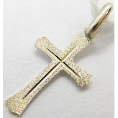 Klenoty Budín Dámský zlatý přívěsek křížek s gravírováním z bílého zlata GUPWN-01028