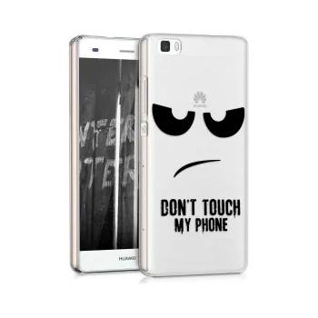 kwmobile Прозрачен калъф с дизайн don't touch my phone за Huawei P8 Lite - черен