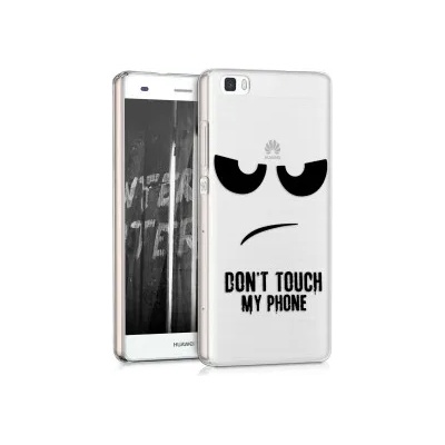 kwmobile Прозрачен калъф с дизайн don't touch my phone за Huawei P8 Lite - черен