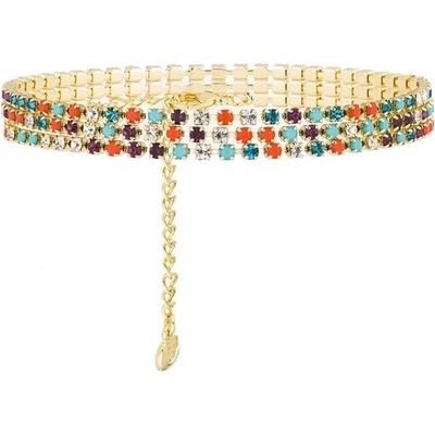 Preciosa Pozlacený trojitý náramek s barevným českým křišťálem Preciosa Glowline Royal Lagoon 2572Y70