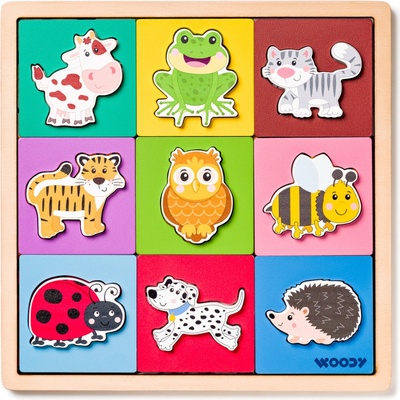 Woody puzzle so zvieratkami tvary farba OLP