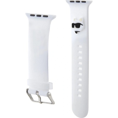Karl Lagerfeld Силиконова каишка за Apple Watch 42мм, 44мм, 45мм, 46мм, Ultra, Ultra 2 49мм - Karl Lagerfeld Choupette Head NFT Silicone Watch Strap (бял) (KLAWLSLCNH)