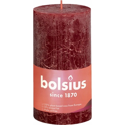 Bolsius Rustic Shine Válec 6,8 x 13 cm Velvet Red bordó
