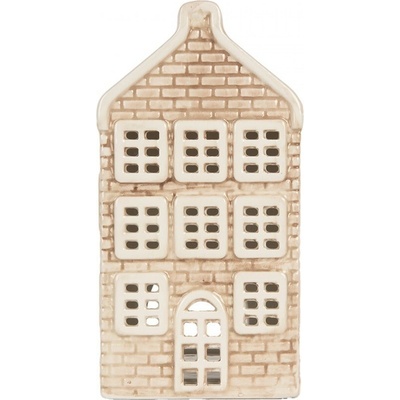 Béžový keramický domek na čajovou svíčku Lamont - 9*10*19 cm - Clayre & Eef
