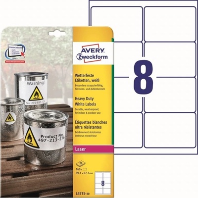 Avery Zweckform L4715-20 Odolné etikety 99,1x67,7mm 160 ks bílá