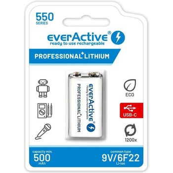 everActive Акумулаторна батерия everActive 6F22/9V Li-ion 550mAh (5903205773883)